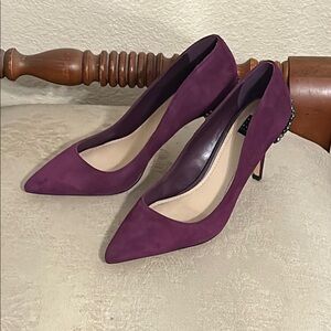 White House Black Market Plum Suede Pointed-Toe Pumps